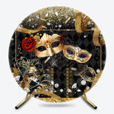 Lofaris Black Gold Mask Masquerade Round Dance Party Backdrop